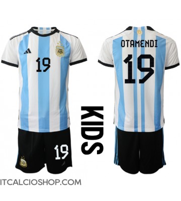 Argentina Nicolas Otamendi #19 Prima Maglia Bambino Mondiali 2022 Manica Corta (+ Pantaloni corti)